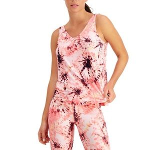 NWT IDEOLOGY Womens Pink Stretch Tie Dye Sleeveless V Neck Tank Top XS